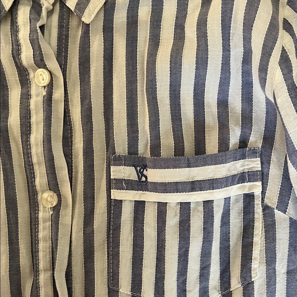 Victoria's Secret Blue and White Striped Button Down Night Gown - Picture 3 of 7